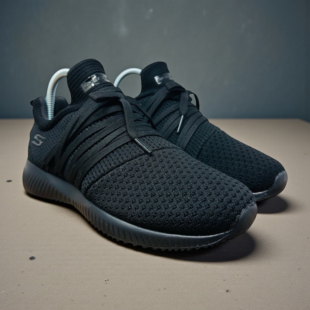 Skechers Women's Size 8.5 Bounder SN59551R Black Knit Athletic Walking Sneakers